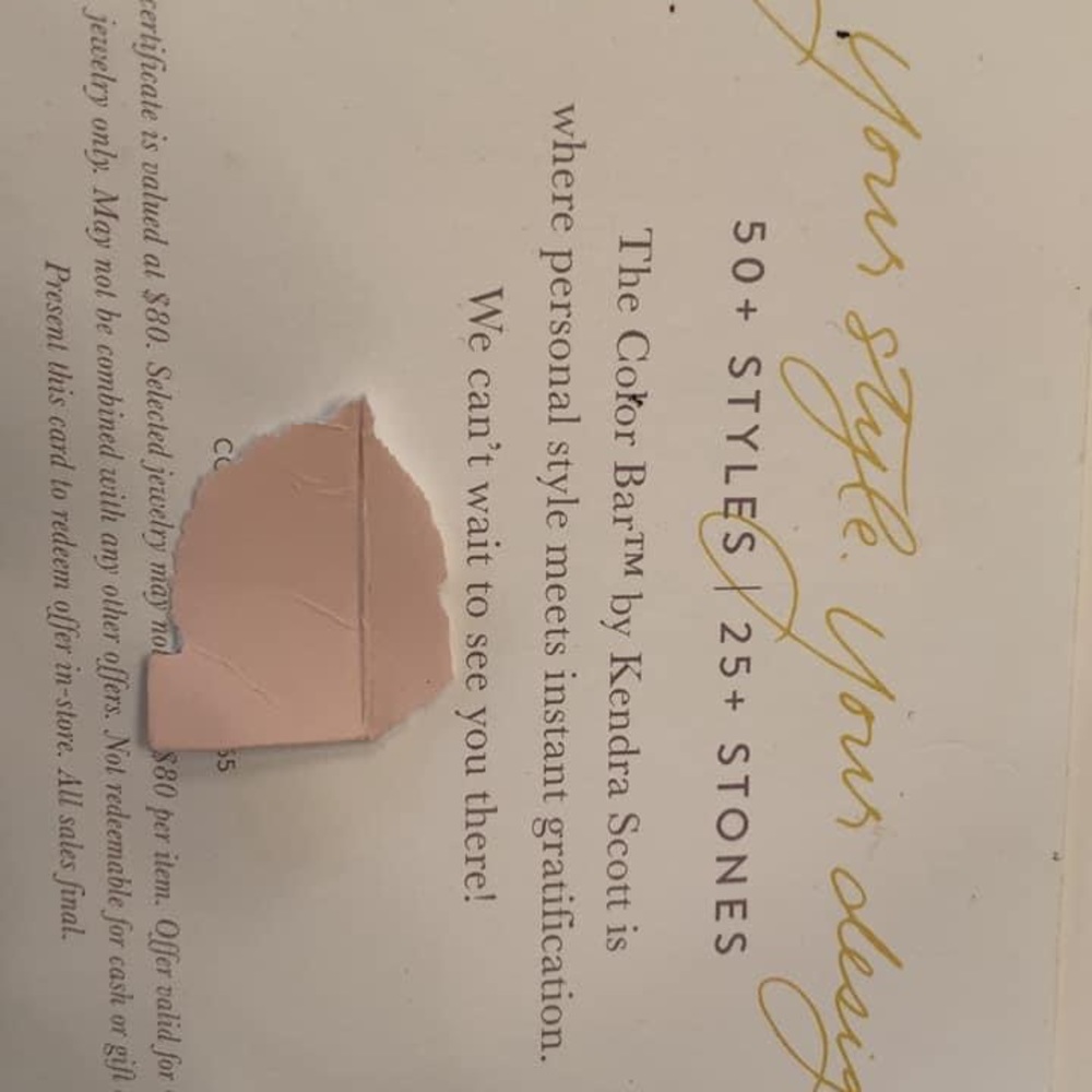 Kendra scott colorbar certificate! $80 value!!
